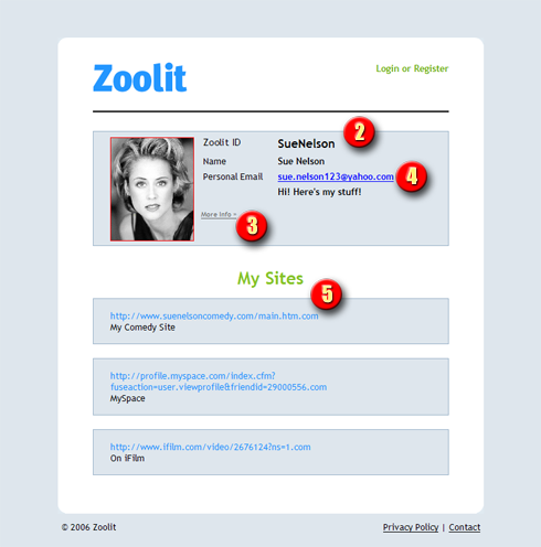 Visitors to your Zoolit page will see...